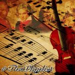 Artwork for this week's radio show. It features a series of composers over an image of some sheet music with a viola.