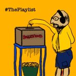 The artwork for this week's radio show. It is a cartoon drawing of me, dressed in a fetching yellow shirt, feeding suggestions into a shredder.