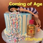 Artwork for this week's show, featuring a doll leaning over a cake, puking up a bunch of sugary sweets, a bottle of tequila at her feets.