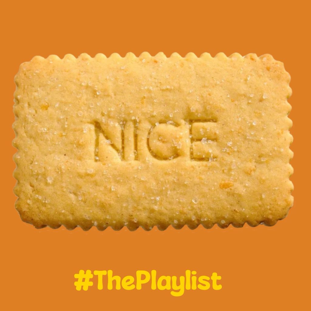 The artwork for this week's edition of #ThePlaylist.

It's a picture of a Nice biscuit, underneath which it says #ThePlaylist