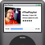 Promotional artwork for my radio show. It's designed to look like the now playing screen on a classic iPod, with the show info on the right side of the screen, and a photo of me on the left. It details that the show is broadcast on Mondays from 7pm until 9pm UK time.