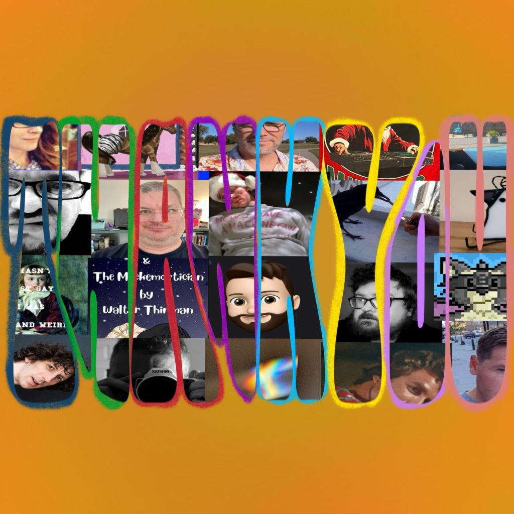 This week's show artwork, in which Troggie has taken the avatars of the folks who have liked the show on the OwnCast page and made a collage of them, inside the words "thank you"