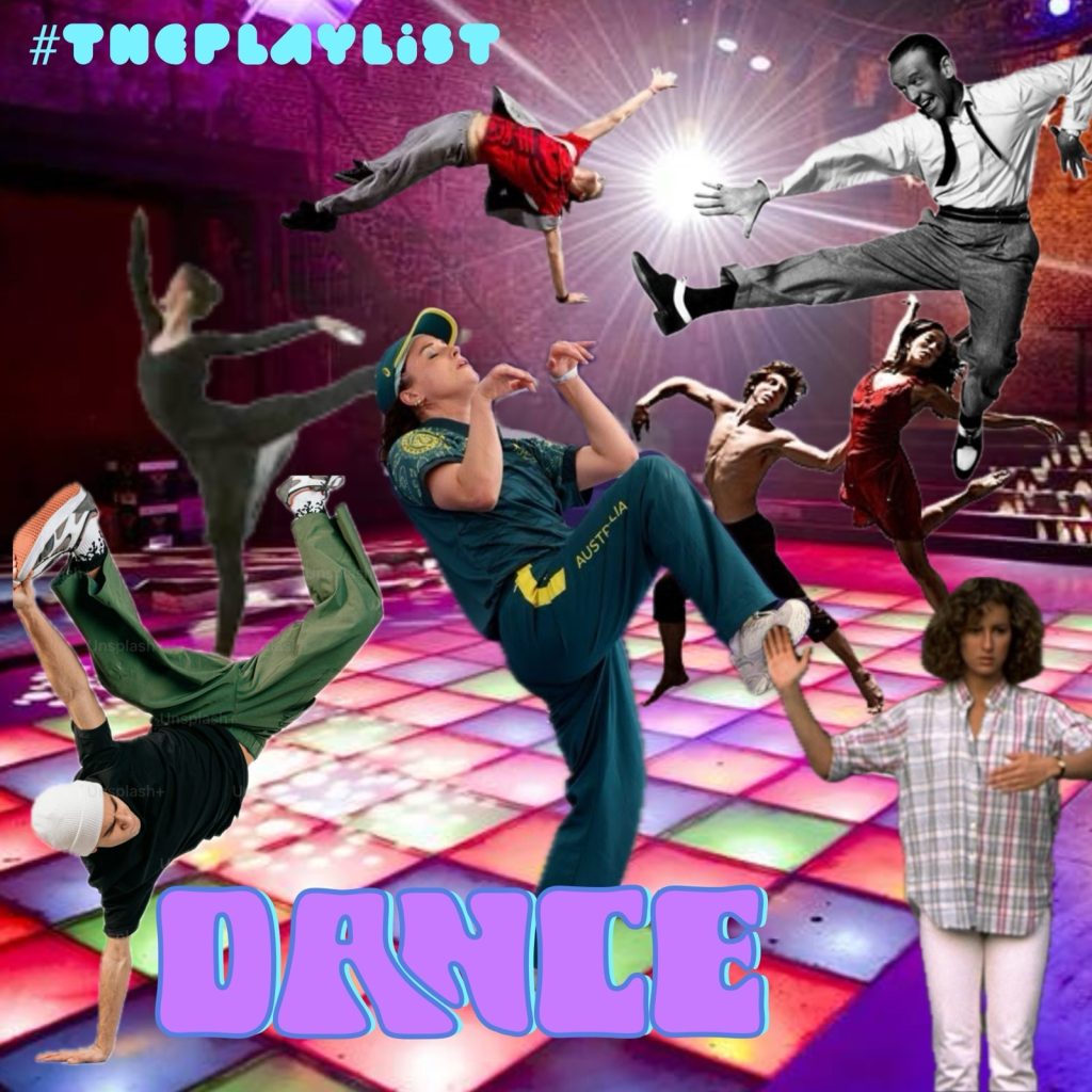 This week's artwork, in which a number of notable dancers bust out their finest moves on a seventies light up dancefloor. Most notably, Raygun the Aussie breakdancer, and Baby from Dirty Dancing.