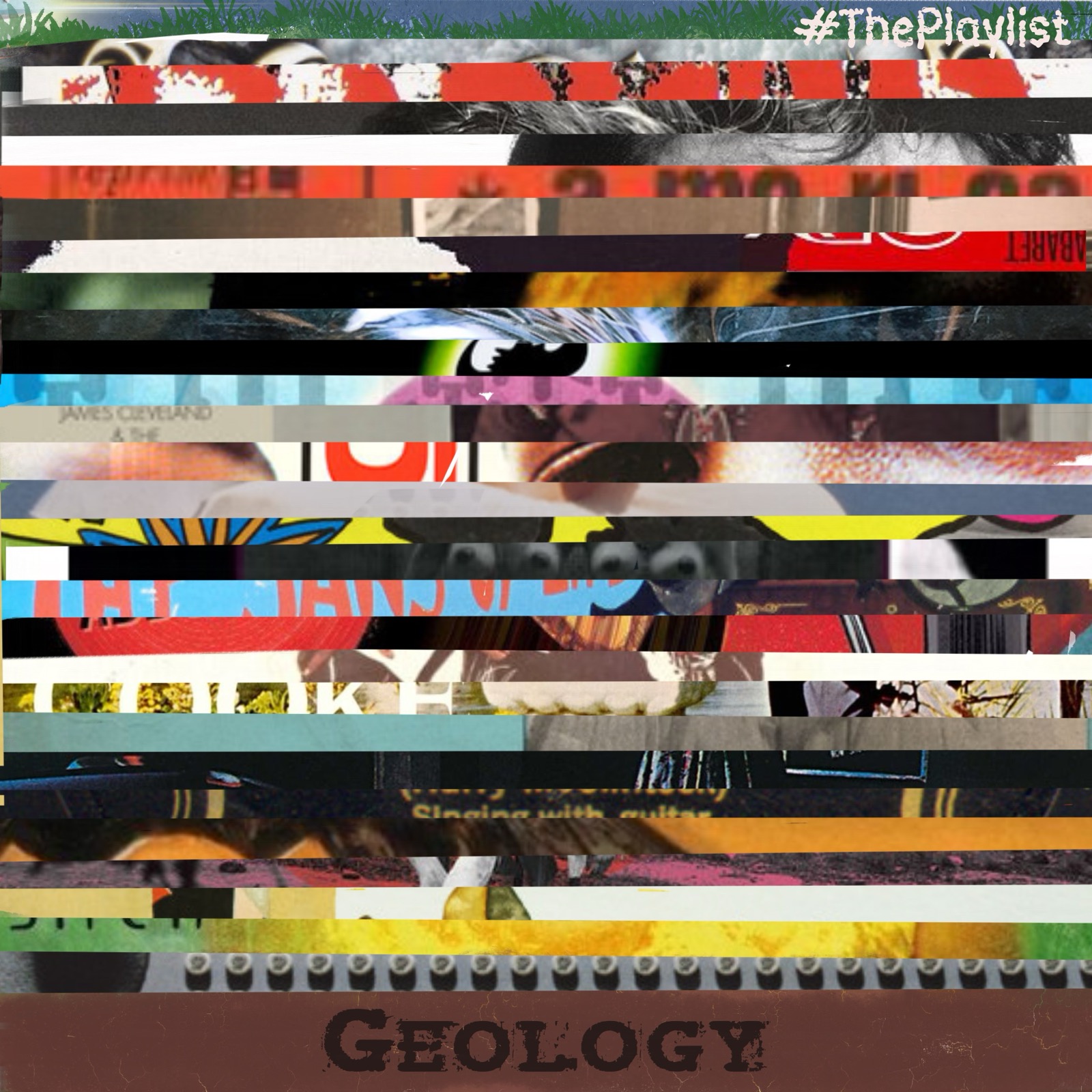 This week's theme-specific artwork by Troggie. It depicts the artwork for this week's songs, presented as geological strata.