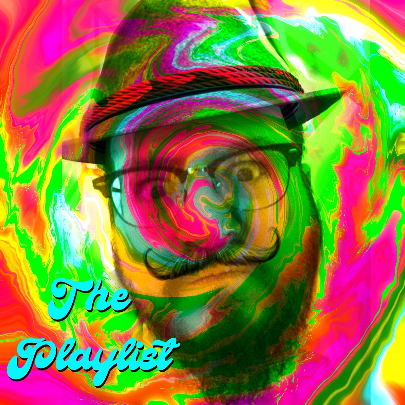 A terrifying vision of me in a trilby with an ill-considered moustache, gurning at the camera through a psychedelic swirl of pinks and greens. I don't think this version of me really is a pharmacist.
